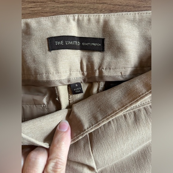 The Limited exact stretch side zip flat front size 8 slacks, tan dress pants - Picture 4 of 8